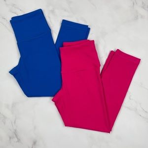2 Pairs High Waisted Workout Leggings Cropped XS